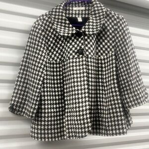 Dressbarn Houndstooth Swing Coat | Black & White | Size XL | Vintage-Inspired